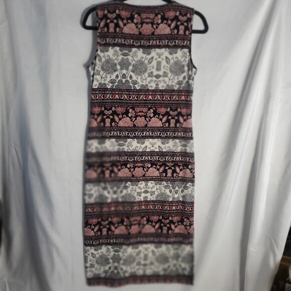 Ivanka Trump Sleeveless Knit Dress Size S/P Boho Floral Striped Midi Stretch - Picture 6 of 9